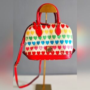 Dooney & Burke multicolor heart rainbow purse/crossover/tote Red trim ❤️